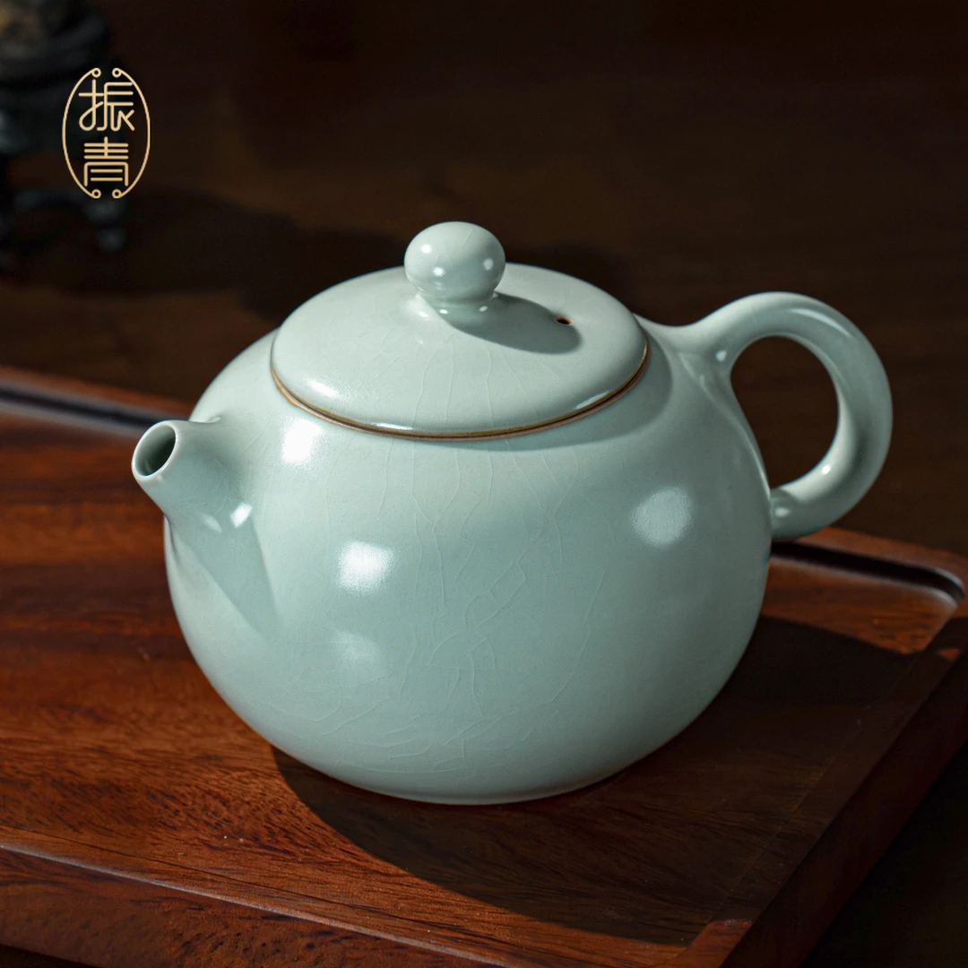 汝窑西施壶景德镇高端泡茶壶单壶陶瓷复古手工原矿釉青瓷茶具开片