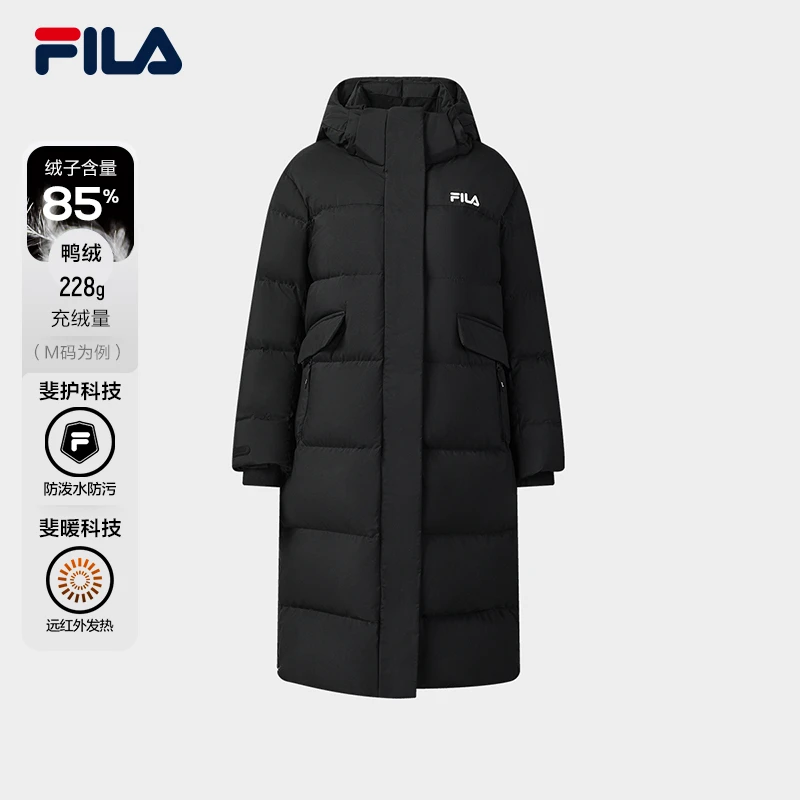Fila/斐乐【RGB多彩羽绒服】中长款加厚连帽过膝外套F11W549905F