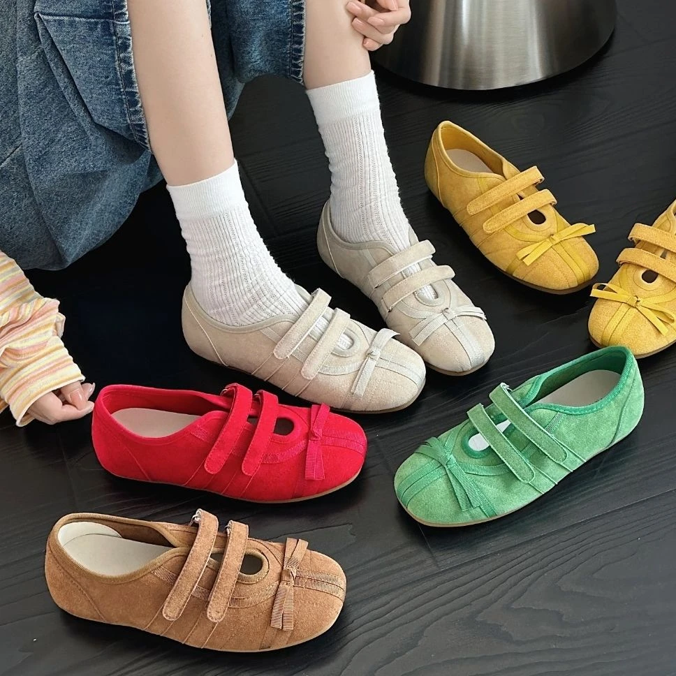 杜米亚春季新款舒适纯色蝴蝶结魔术贴时尚德训鞋D7-92501-5