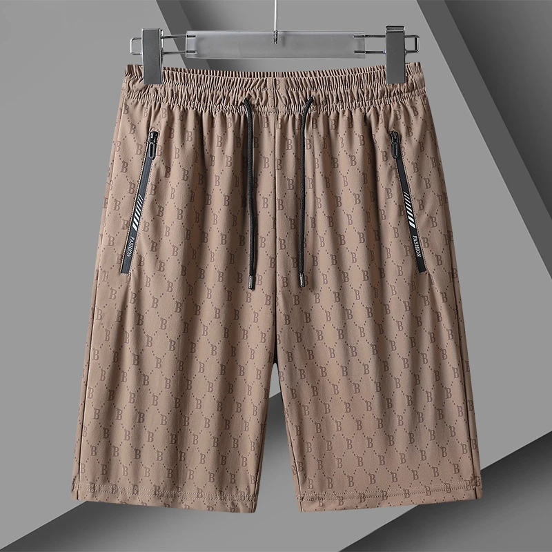 牛仔爆款冰丝短裤男士透气新款印花时尚弹力潮流休闲裤青年五分