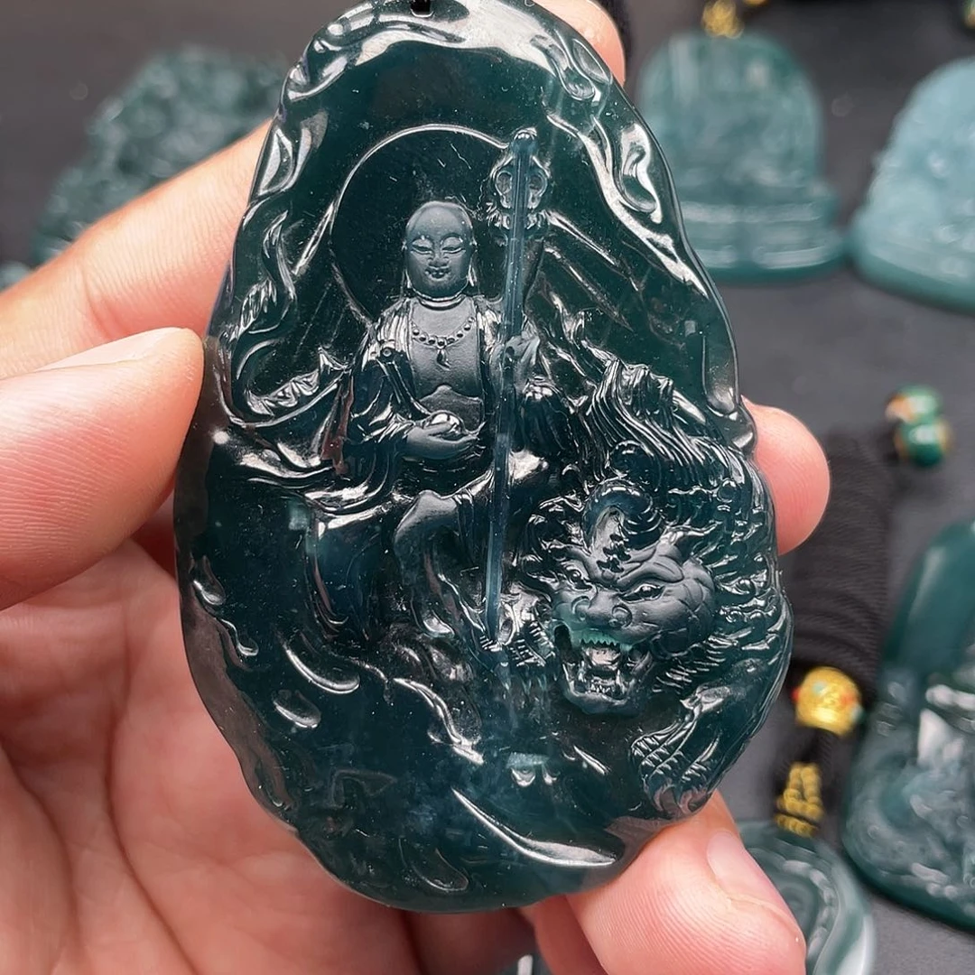 翡翠颈饰未镶嵌天然翡翠A货颈饰有水线