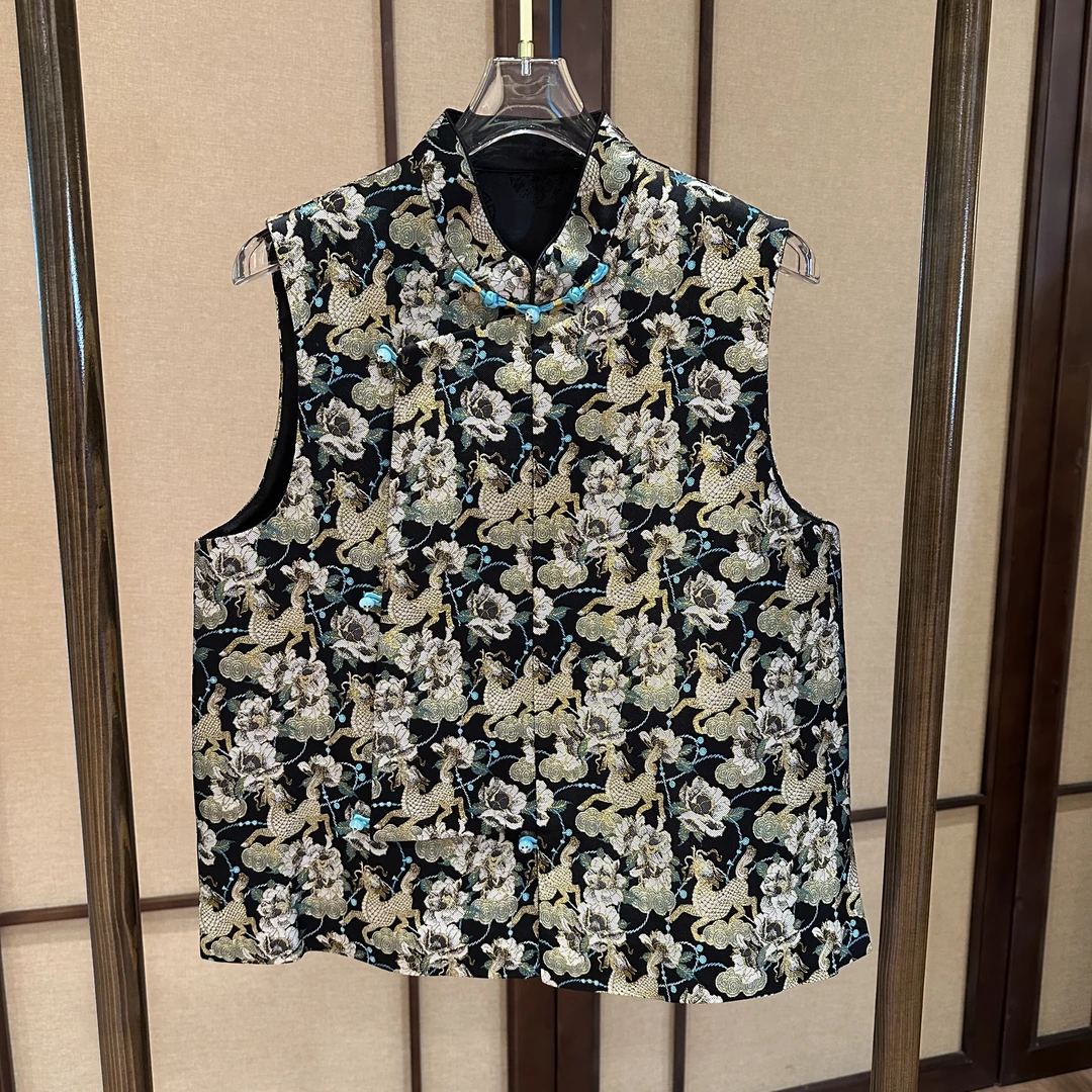 【CG】30513 新中式麒麟纹宋锦马甲