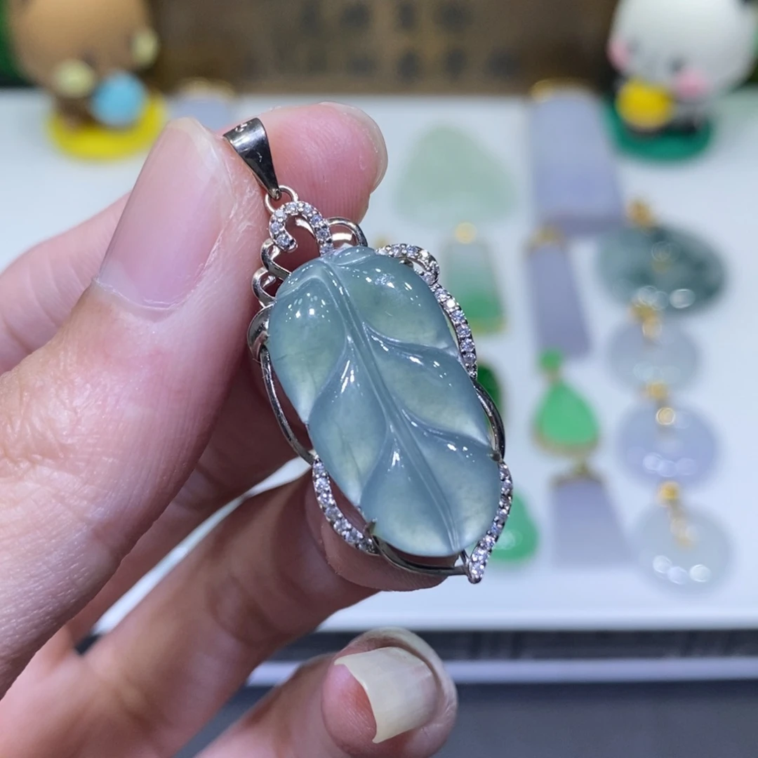 翡翠银S925镶嵌吊坠(不含链)