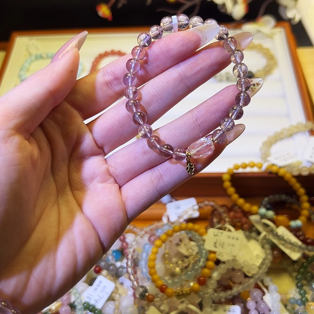 水晶手链银S925镶嵌T紫755