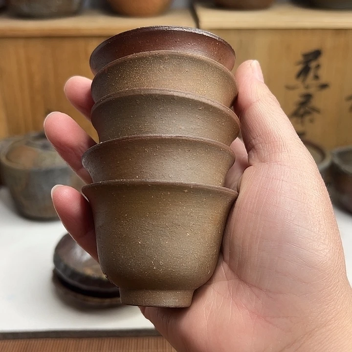 备前烧，中村勉套杯，无配件，