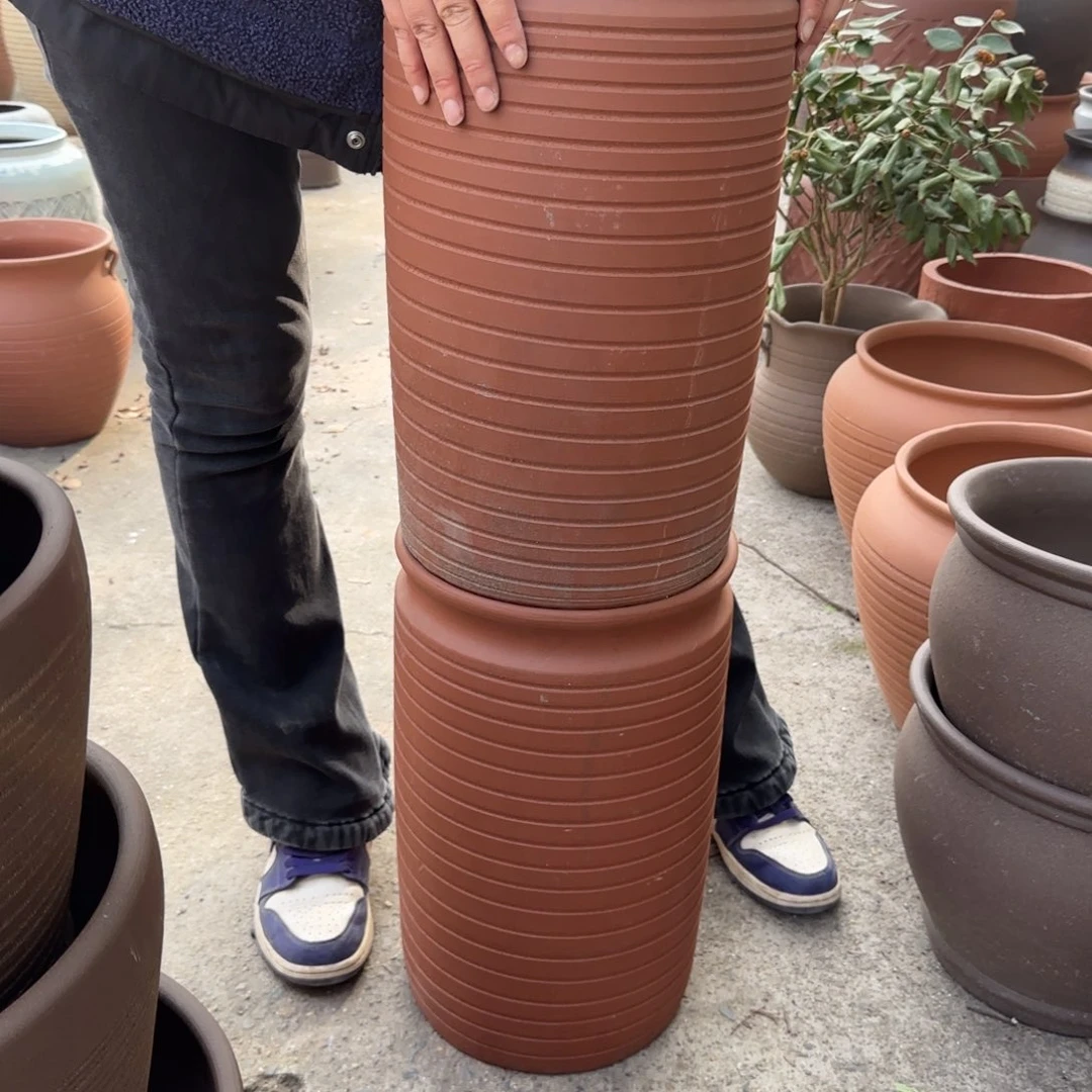 紫砂花盆口25高42宜兴紫砂瑕疵花泥