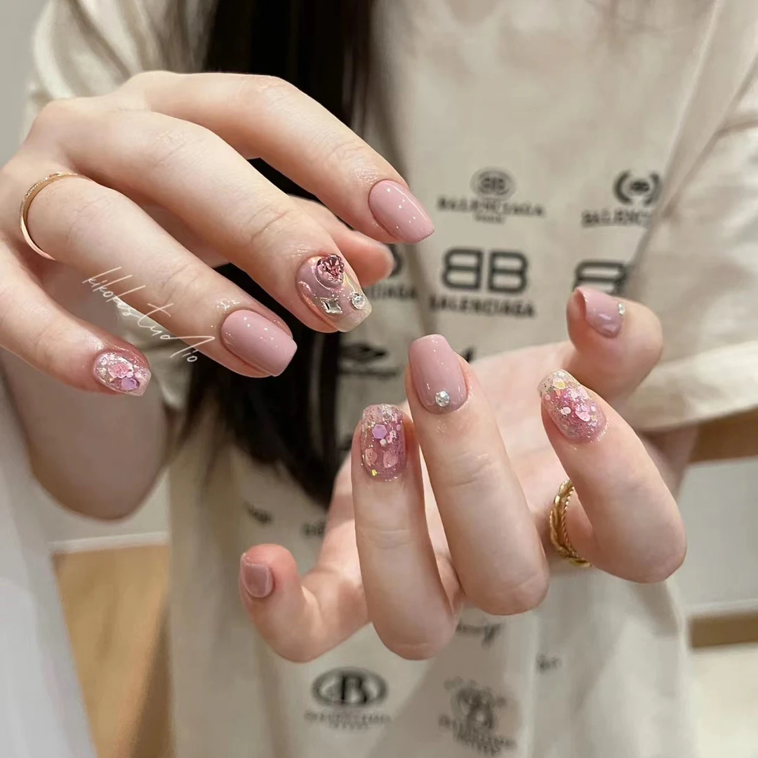 [奶紫极光]新款纯手工美甲穿戴甲假指甲贴片高级轻奢爆闪气质色