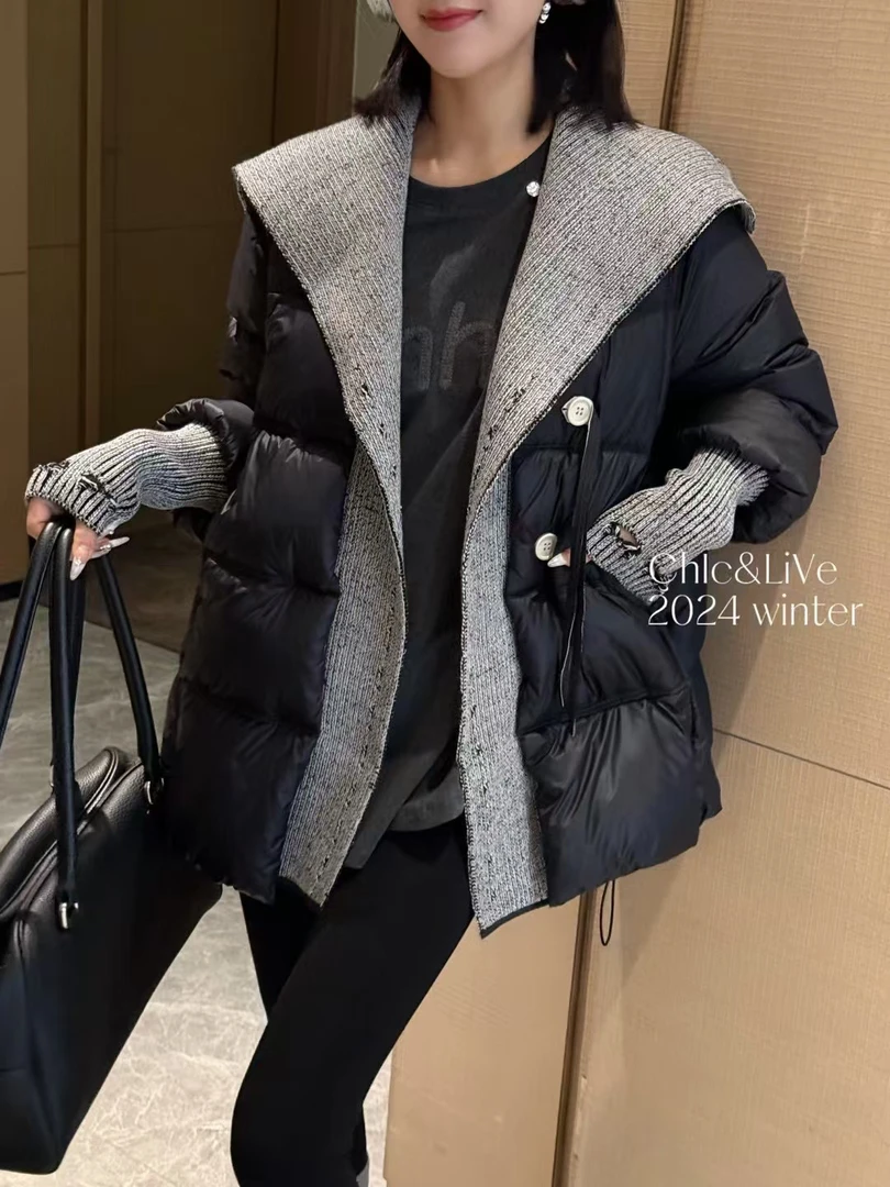 欧货高品质拼色洋气羽绒服网红百搭韩版秋冬气质时尚