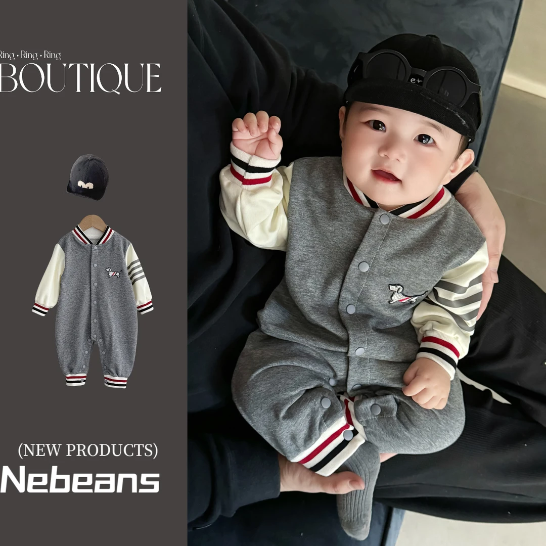 新生婴儿衣服春季男女童卡通腊肠狗外出抱衣秋季宝宝可爱哈衣爬服