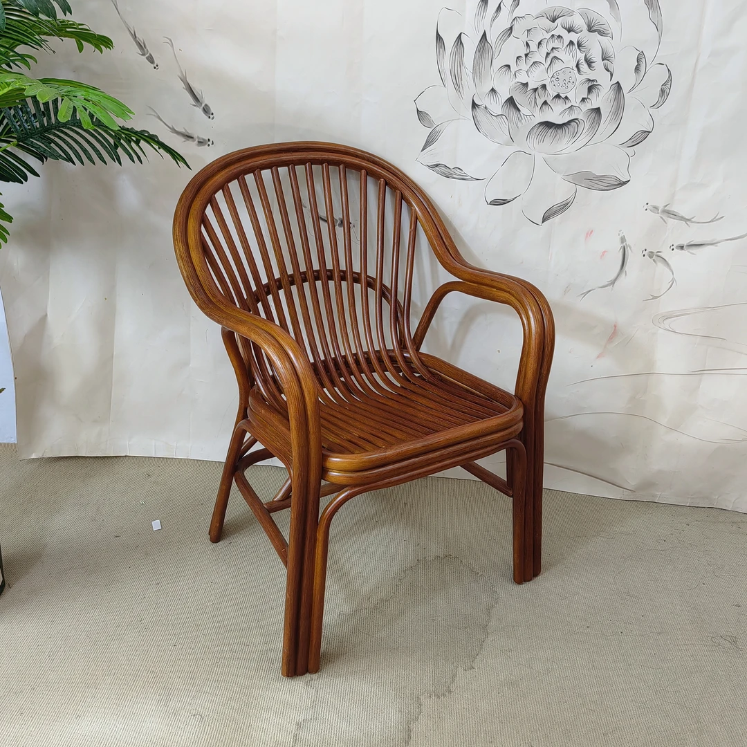 玛瑙藤全藤坐椅老人阳台客厅桌椅送坐垫庭院户外民宿家用简约藤椅