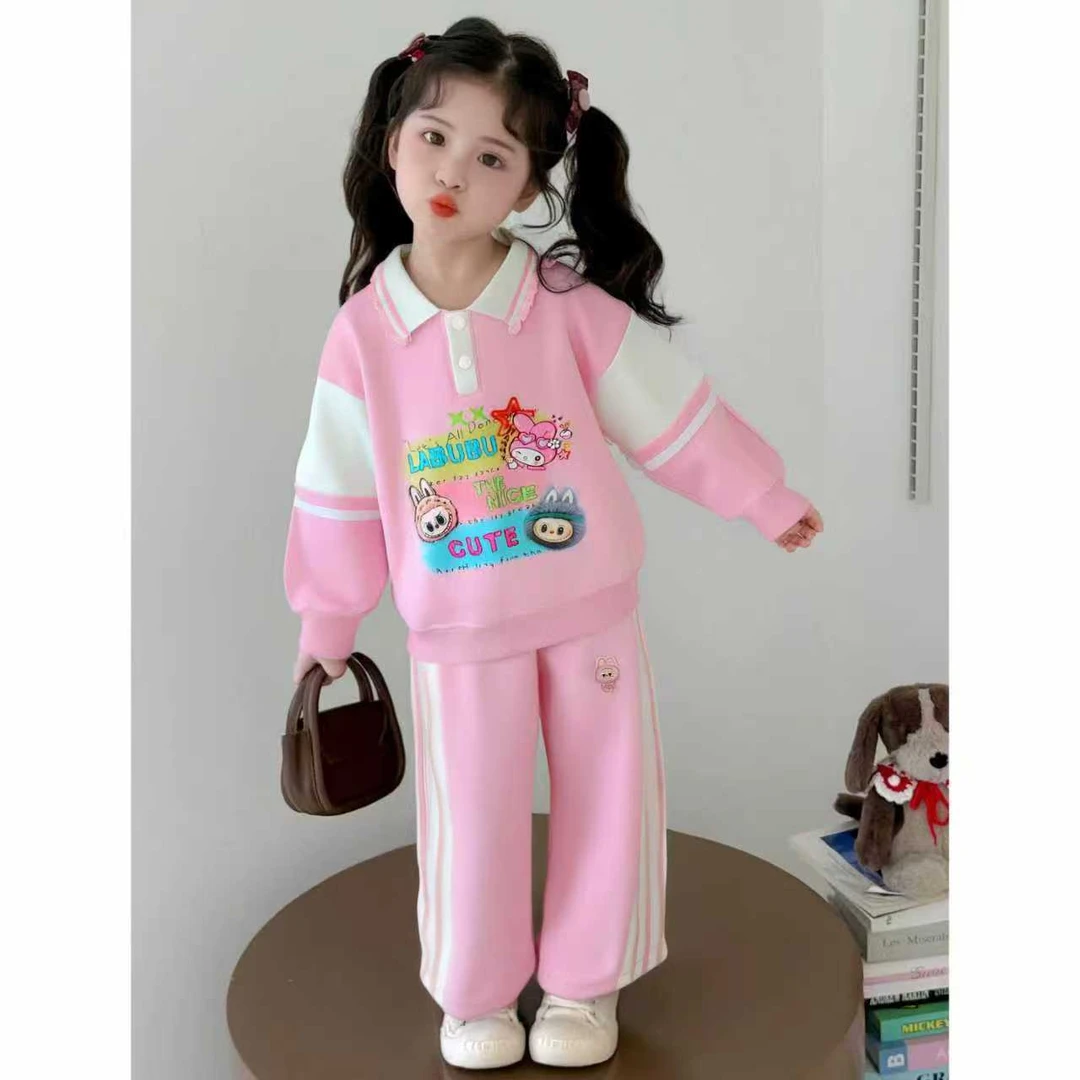 【工厂直销】秋季卡通风女套装长袖女童女孩时髦男宝运动春秋