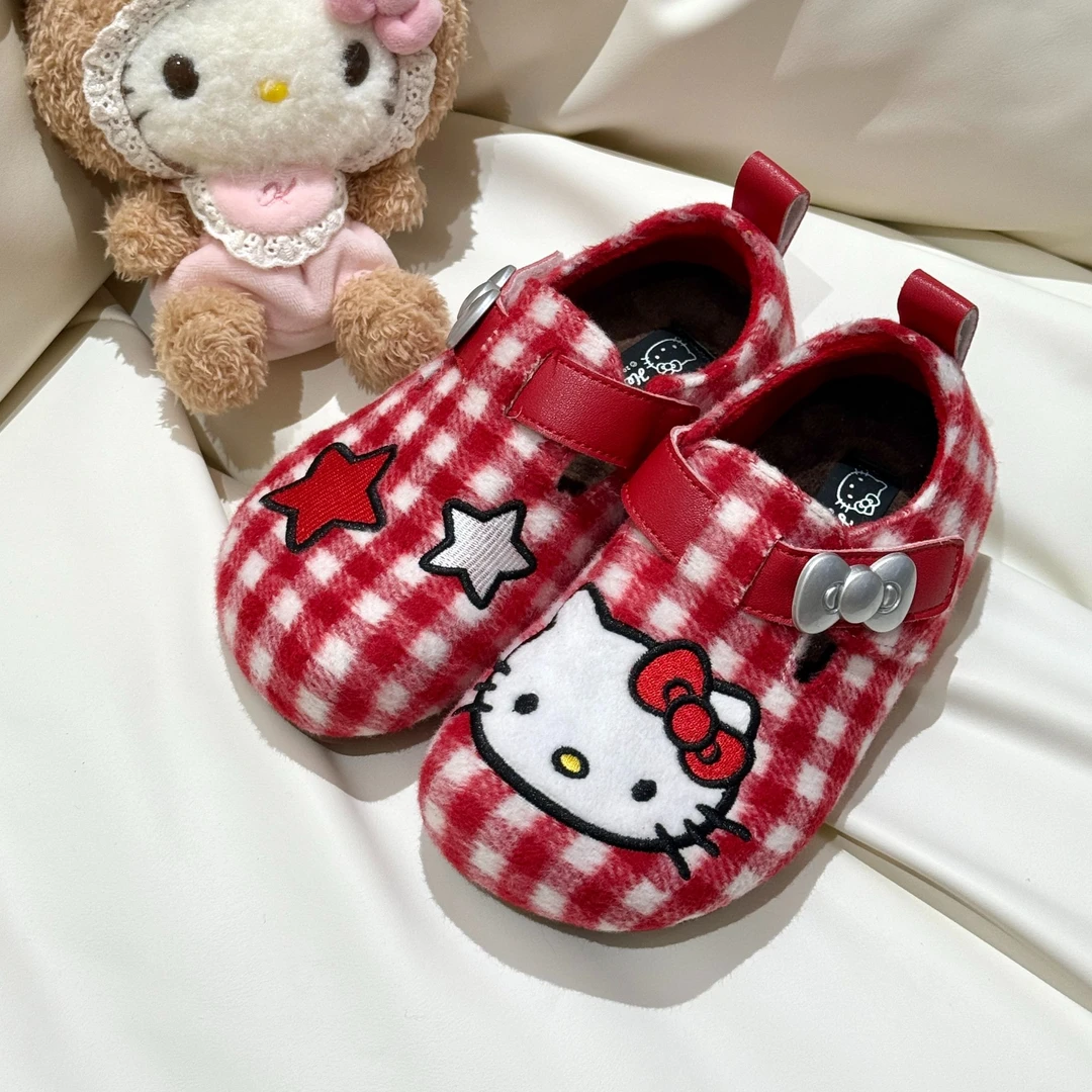 HELLO KITTY/凯蒂猫双11秋冬软底防滑女童勃肯鞋加绒棉鞋皮鞋