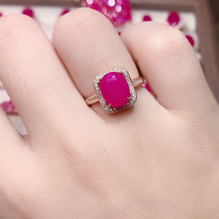 银S925镶嵌戒指红宝石