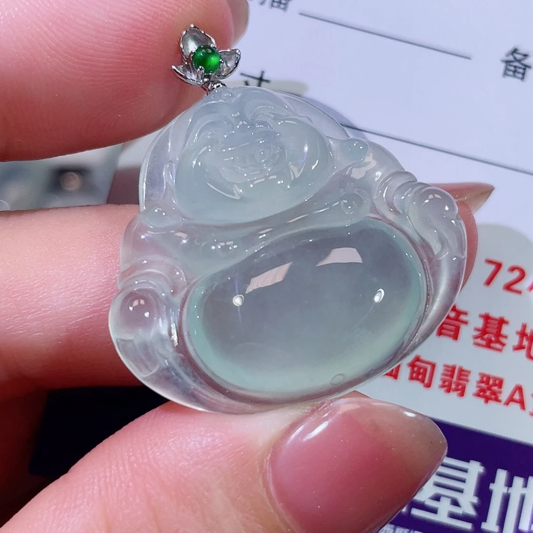 翡翠18K金镶嵌颈饰佛公