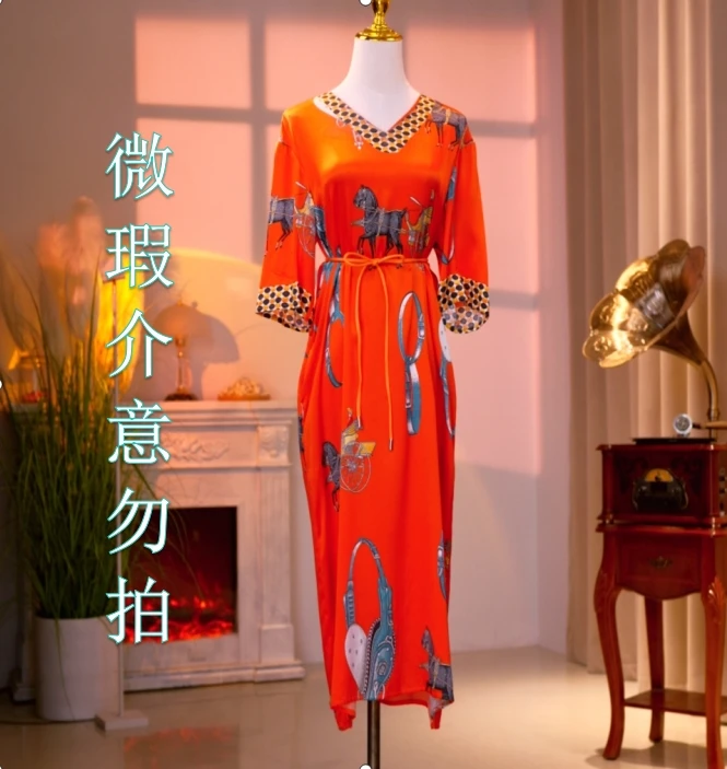 【微瑕】桑蚕丝高定气质减龄优雅连衣裙  23050010