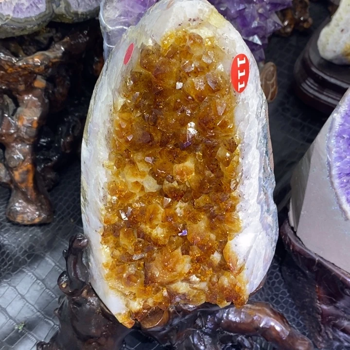 未镶嵌珠宝半成品水晶黄晶屏风摆件