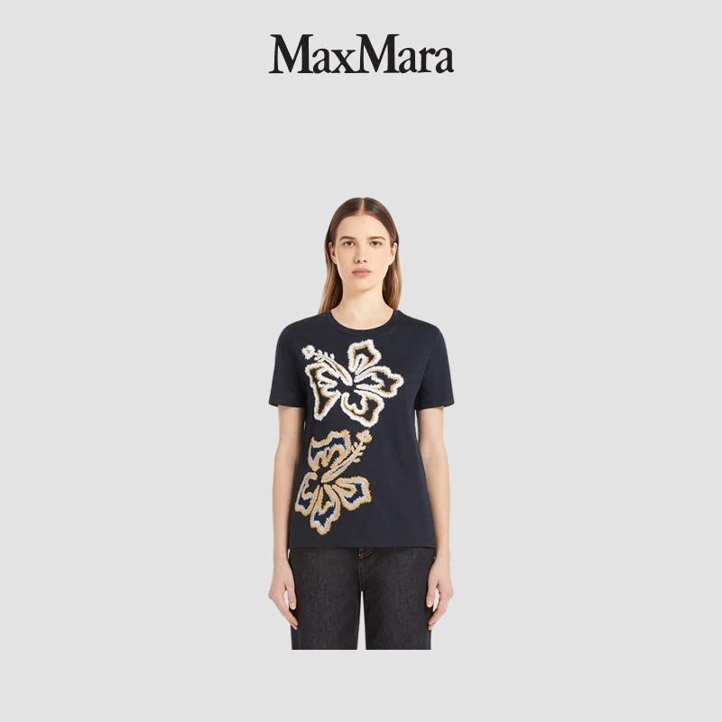 MaxMara 2025早春新品女装刺绣针织 T 恤6941025106