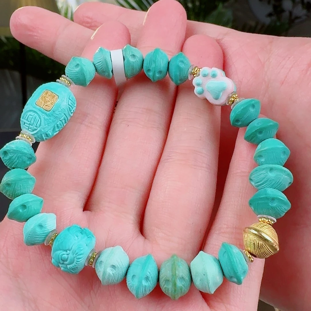 绿松石珠宝奇石18K金镶嵌