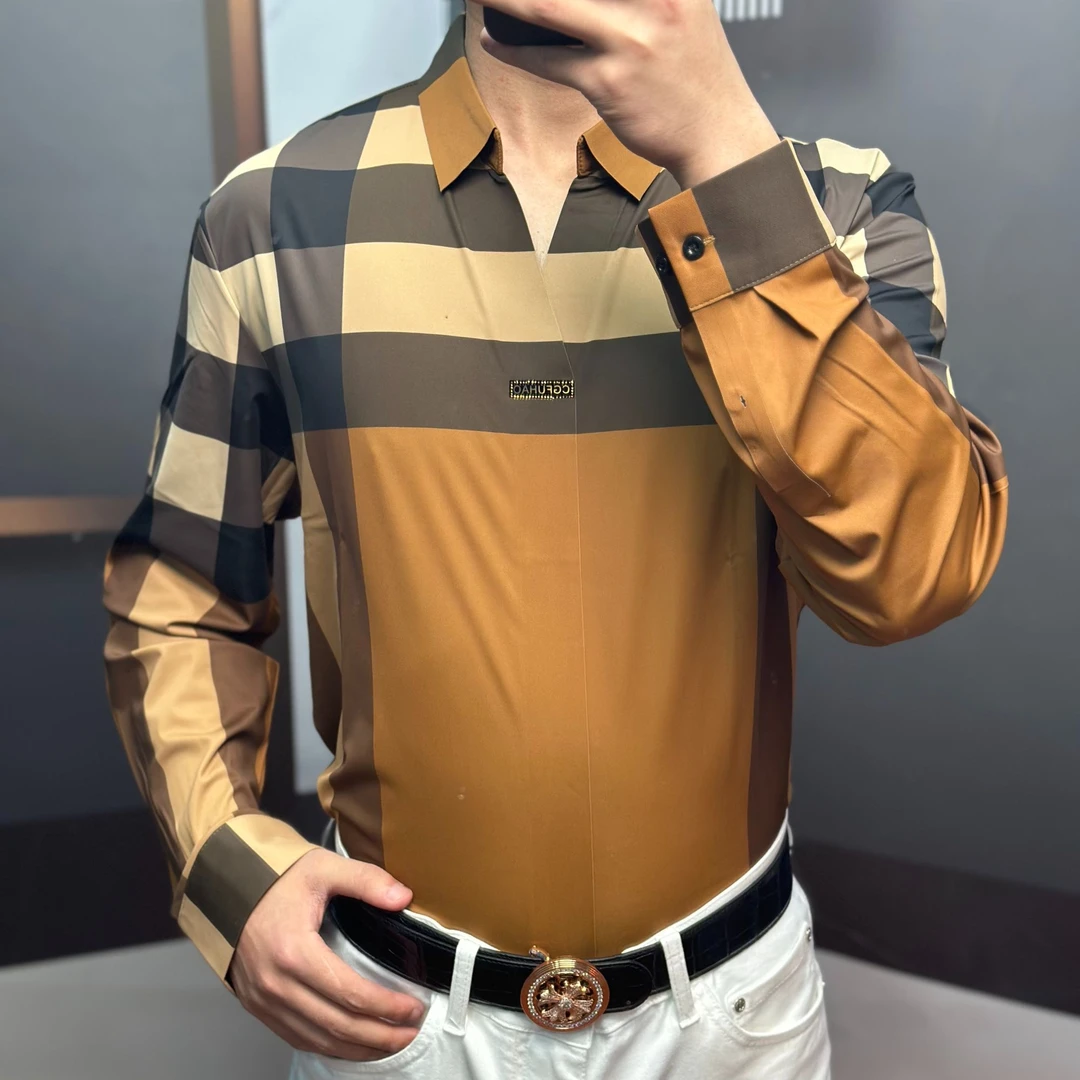 FH甄选新款无缝免烫高弹力高品质休闲磨毛衬衣8856V