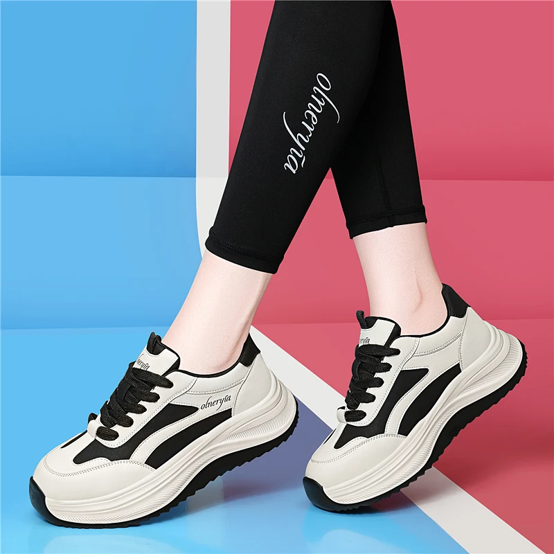 拼色老爹鞋女2025秋冬季新款轻便休闲旅游鞋防滑厚底增高运动鞋子