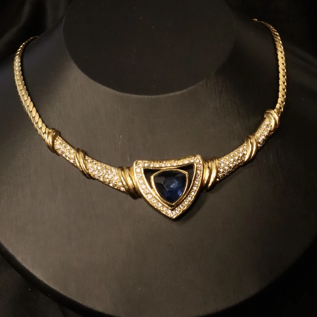 95新 DIOR/迪奥 迪奥深蓝色精工项链/d01600