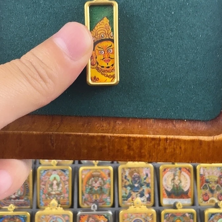 吊坠?*?纯手绘黄财神小金条唐卡