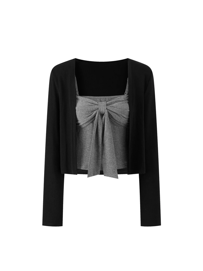 短款针织长袖女2025早秋纯欲薄款修身温柔上衣时尚纯欲百搭开衫