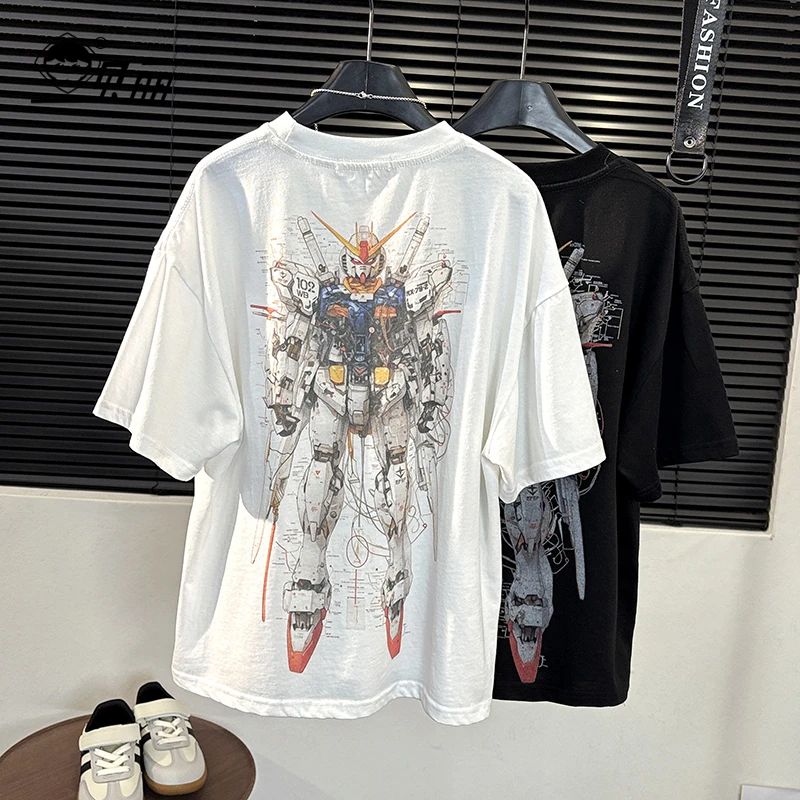 【现货】夏季青少年亲子装潮酷机甲战士短袖t美式百搭童装卡通风T恤