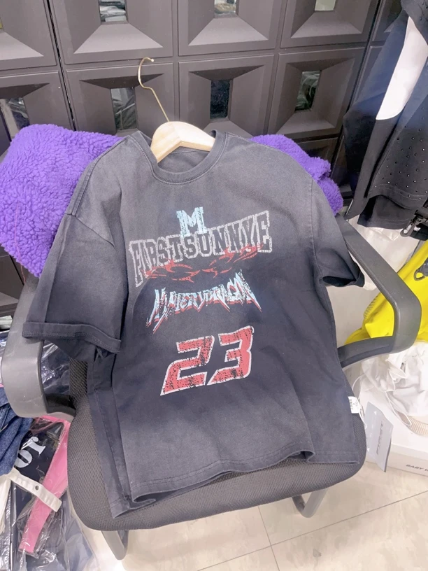 【废土潮流】蒙蒙潮童2025夏款痞帅设计感做旧T恤中大童潮酷短袖