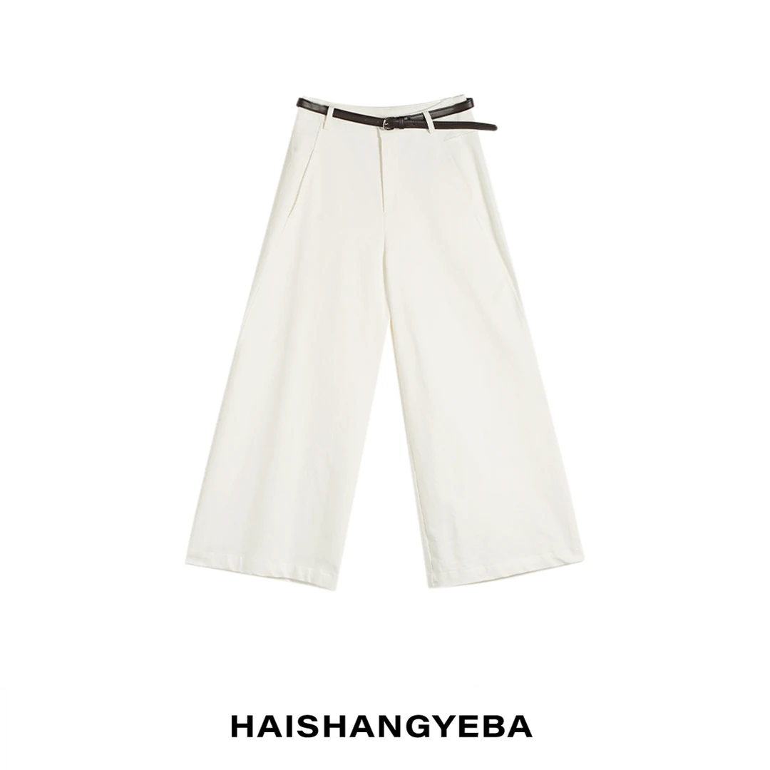 【海上叶爸】新款2025春夏百搭棉纯色宽松配腰带休闲裤