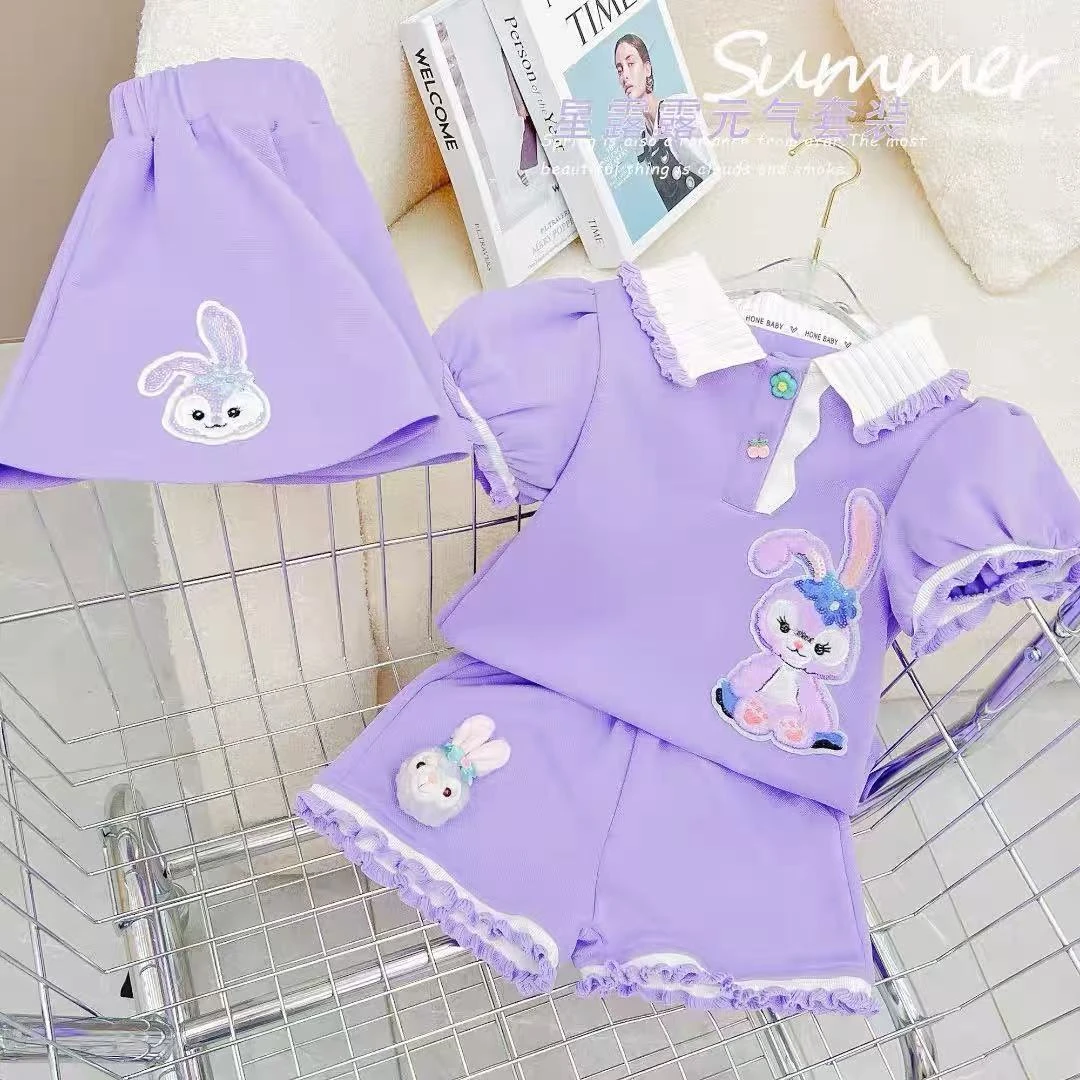 【120】-女童学院风套装夏季2025新款儿童服装卡通