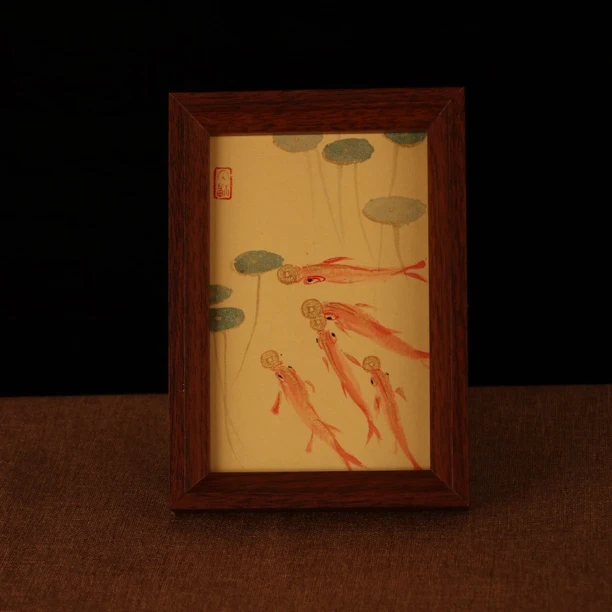 《有鱼有财》6寸手写手绘书法国潮摆件