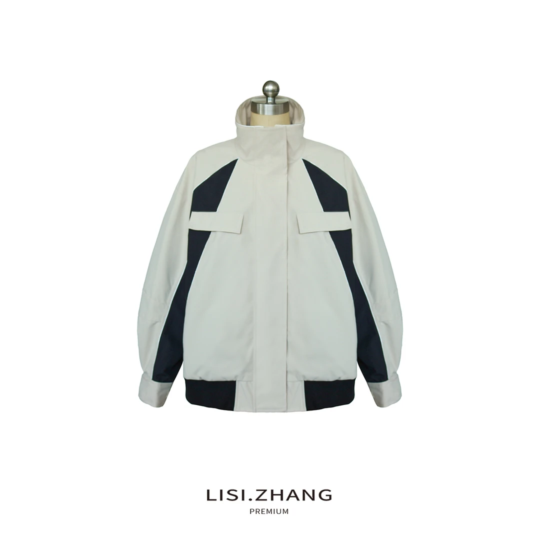 LISI.ZHANG--【撞色登山外套】立领撞色拼接宽松反光条外套上衣