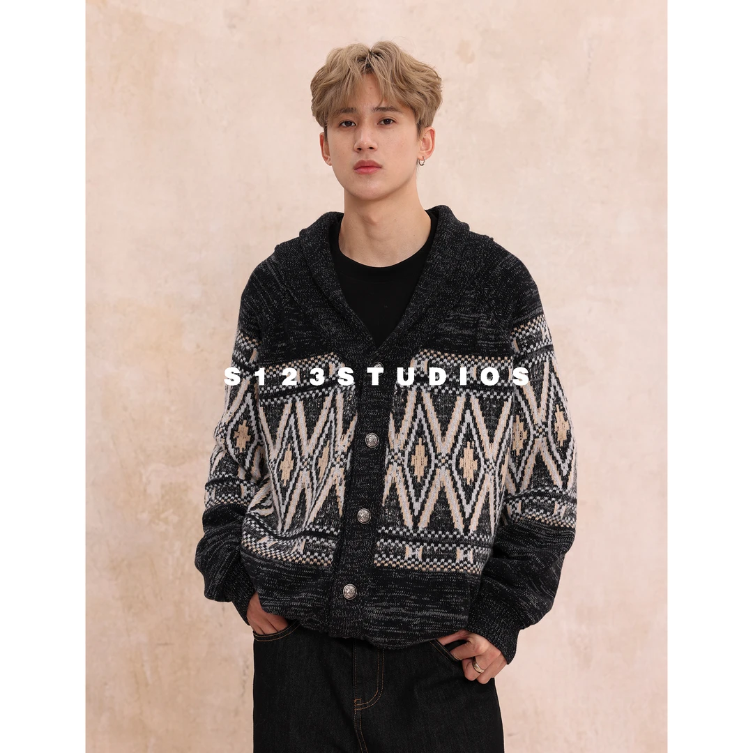 聪明陈【线上婚礼】费尔岛羊毛衫 学院风撞色针织开衫毛衣男女宽