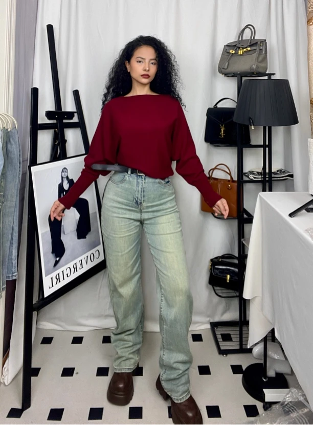 5082新款热卖网红时尚百搭休闲直筒微喇叭牛仔裤送腰带包邮