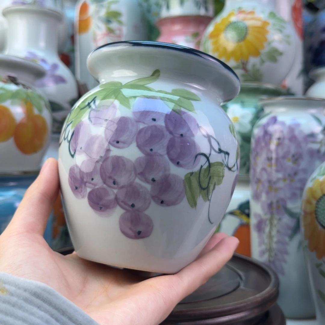 景德镇陶瓷手绘花瓶无孔