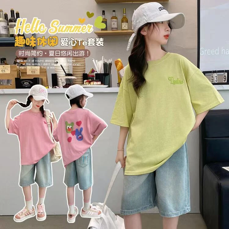 少女风休闲夏季卡通女女孩套装韩版夏装印花甜美薄款网红卡通动漫