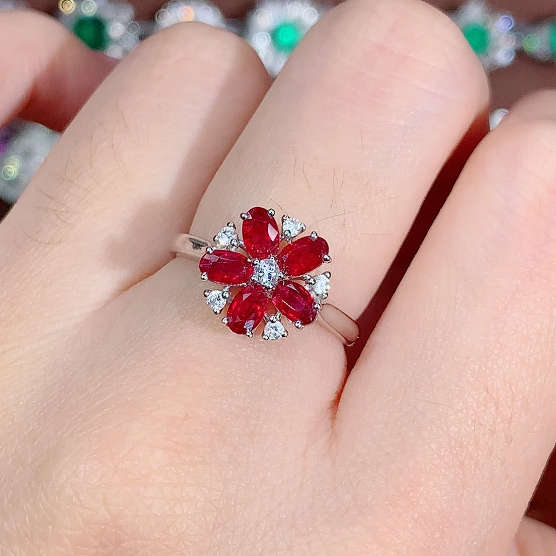 红宝石戒指18K金镶嵌1.31ct/天然宝石/七天无理由