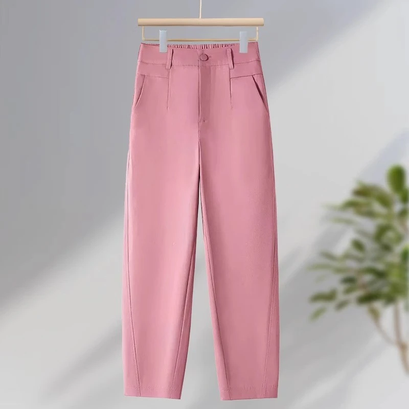 高级感冰丝九分西装裤女2025年春夏季镰刀休闲裤直筒烟管哈伦裤