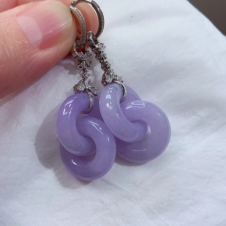 18K金镶嵌翡翠耳饰克***宙天然