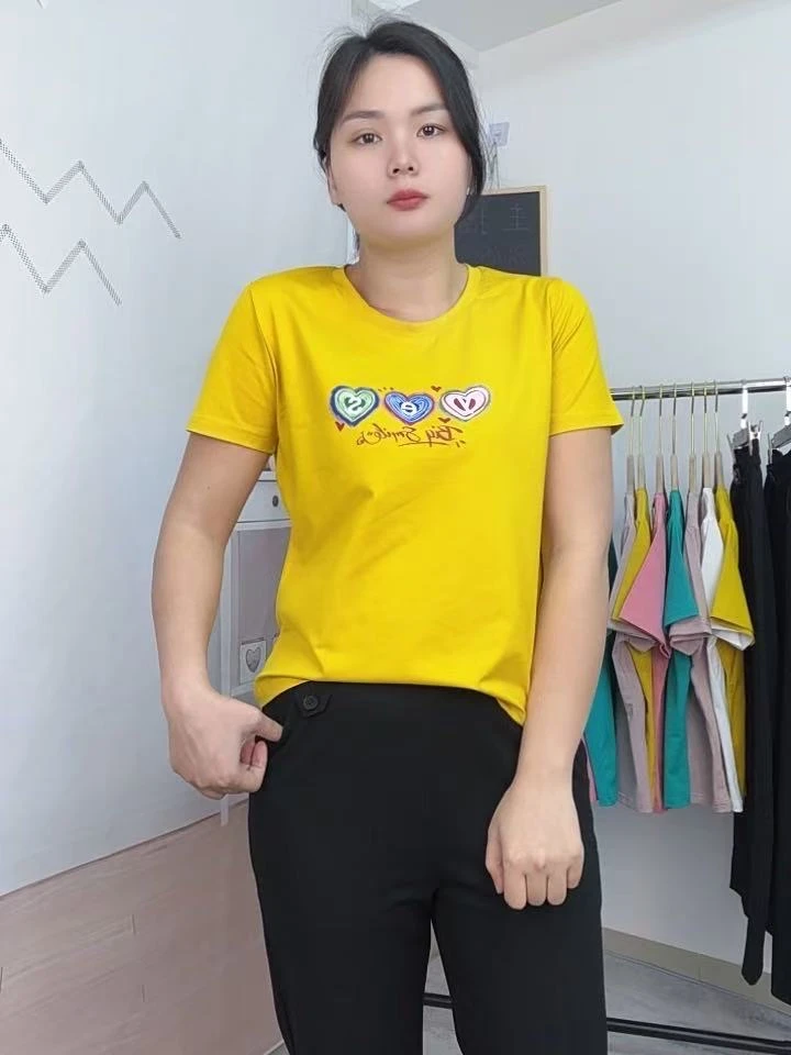 《姗姗家》夏季2025新款纯棉短袖t恤女正肩百搭减龄时尚洋气上衣