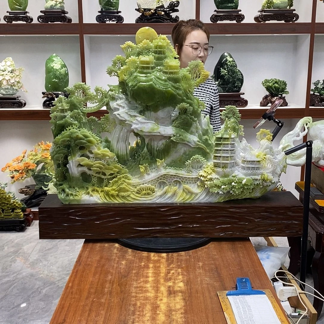 曹***丽玉山水摆件 玄关摆件