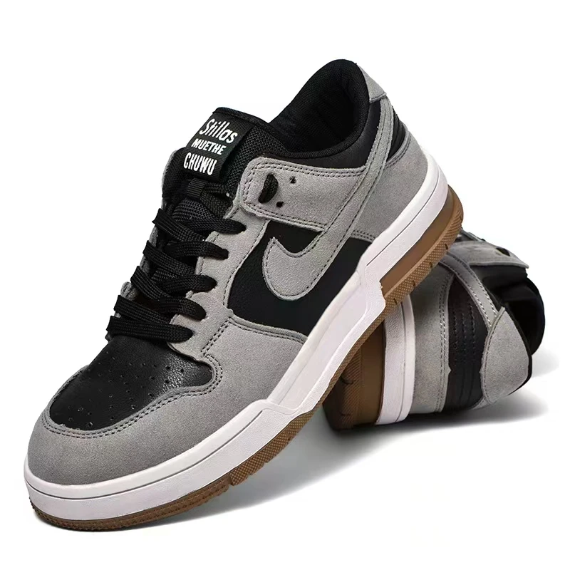 男士男款休闲鞋耐磨轻便皮革拼接板鞋男子低帮潮流
