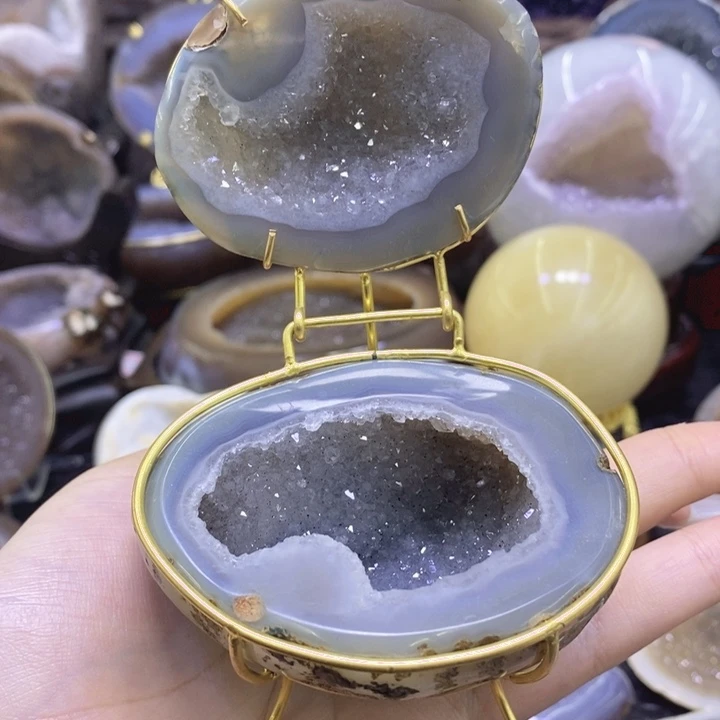 未镶嵌珠宝半成品紫晶蓝晶雪景盆