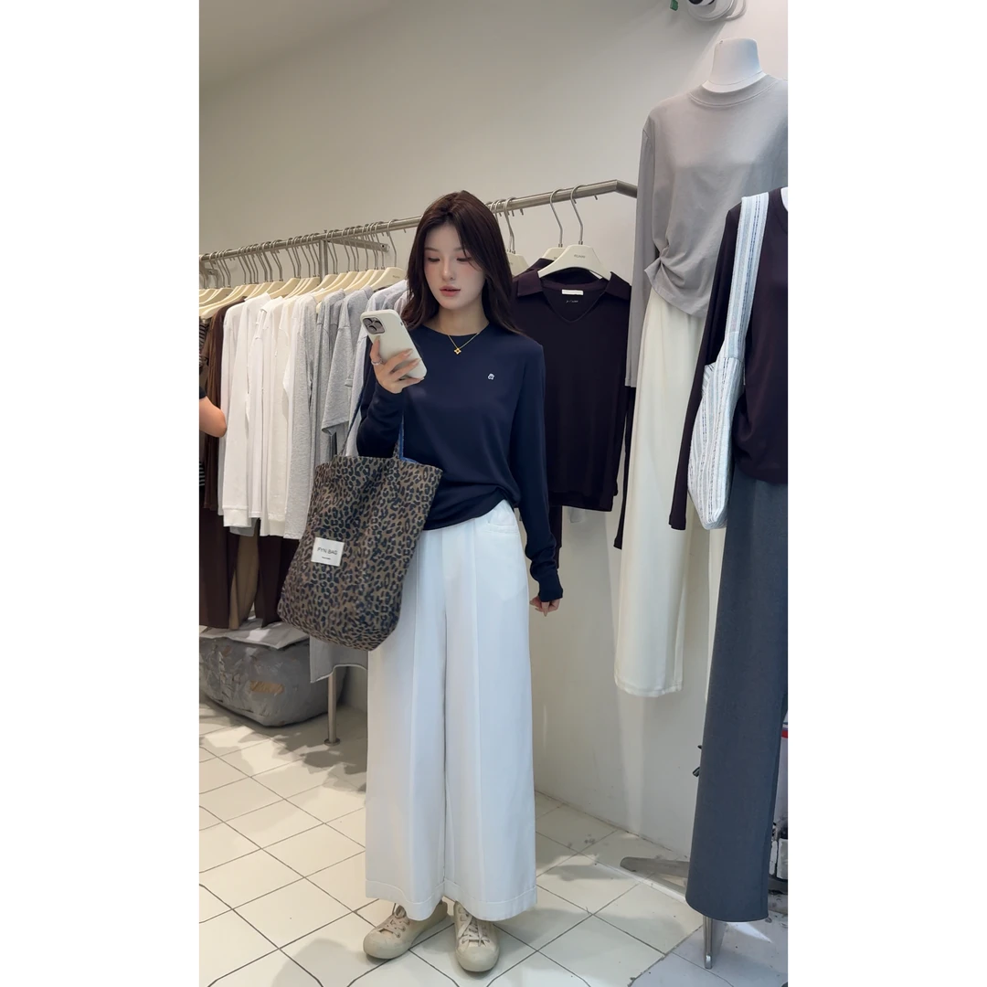 【秋季上新】J-9063#韩版气质时尚卷边水洗棉百搭休闲裤