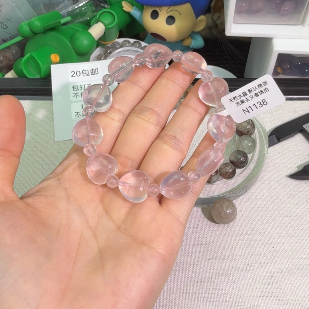 水晶手串未镶嵌粉晶爱心