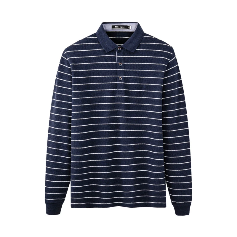 【菠萝纹+刺绣狼标】七匹狼长袖T恤POLO衫男士翻领春秋官方正品