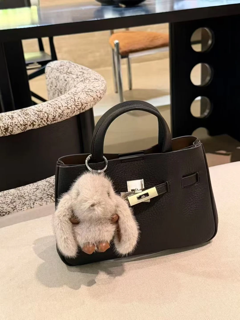 荔枝纹软皮凯莉包真皮日常百搭手拎小包包小众简约单肩斜挎包包女