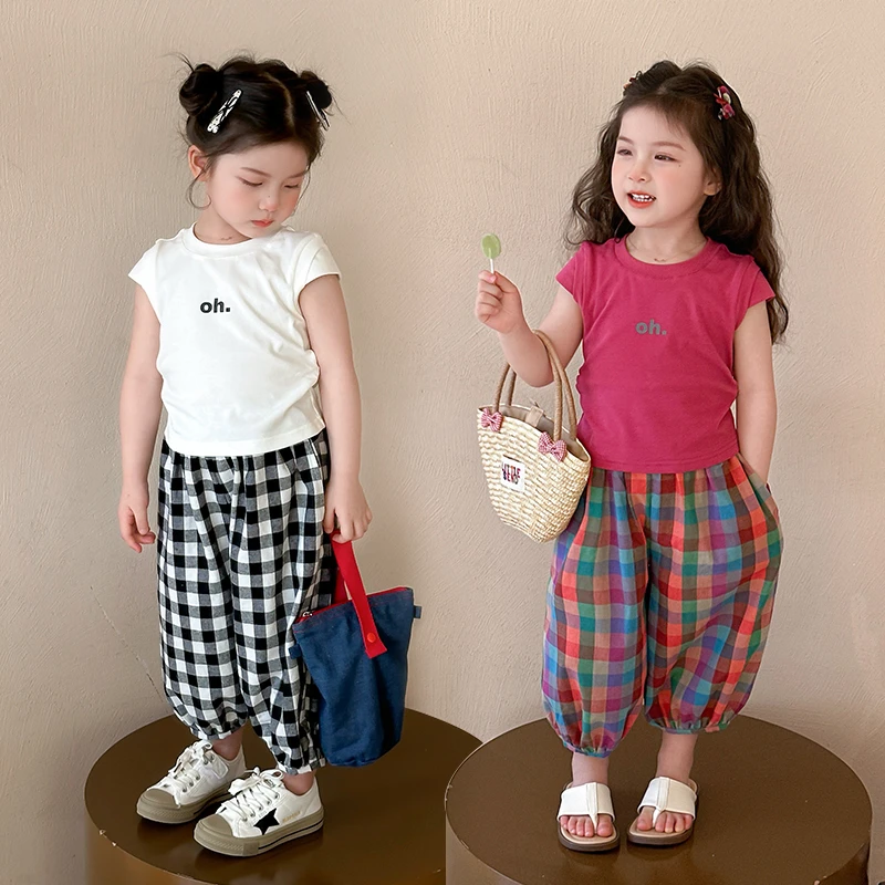 女童短袖套装夏装2025新款儿童洋气T恤防蚊裤两件套小童宝宝童装