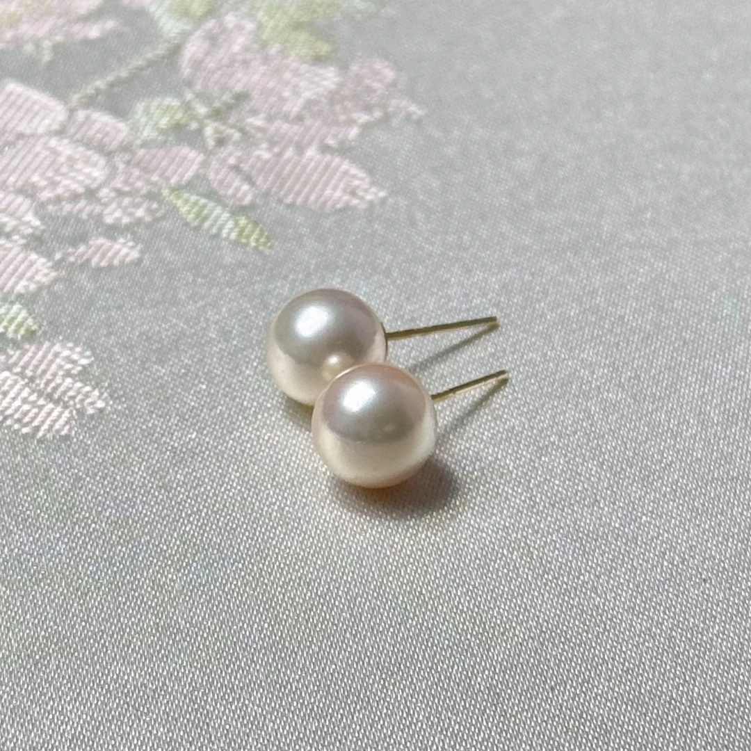 Akoya素钉18k金耳针 6-6.5mm 无调色